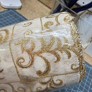 New. Bundle of 4 large Gold Glitter Ribbon rolls - Bridal ribbon/holiday